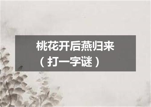 桃花开后燕归来（打一字谜）