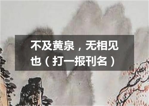 不及黄泉，无相见也（打一报刊名）