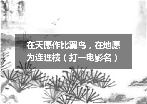 在天愿作比翼鸟，在地愿为连理枝（打一电影名）