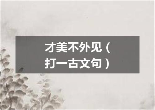 才美不外见（打一古文句）