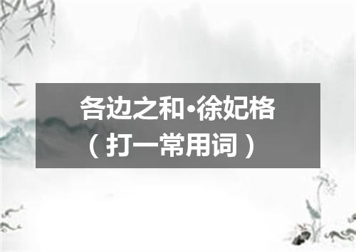 各边之和·徐妃格（打一常用词）