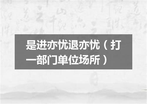 是进亦忧退亦忧（打一部门单位场所）