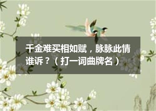 千金难买相如赋，脉脉此情谁诉？（打一词曲牌名）