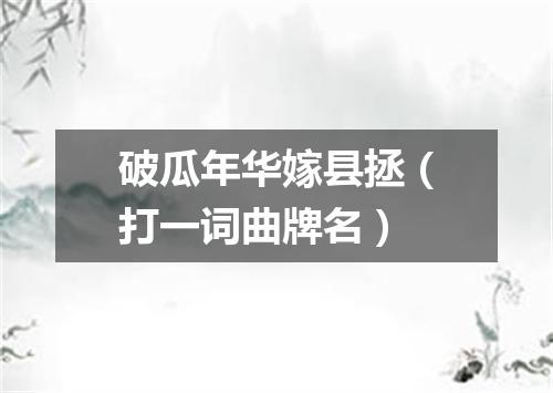 破瓜年华嫁县拯（打一词曲牌名）