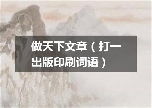 做天下文章（打一出版印刷词语）