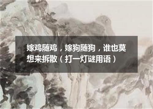 嫁鸡随鸡，嫁狗随狗，谁也莫想来拆散（打一灯谜用语）