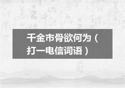 千金市骨欲何为（打一电信词语）