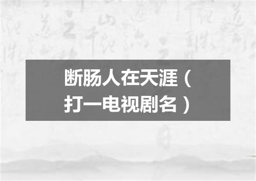 断肠人在天涯（打一电视剧名）