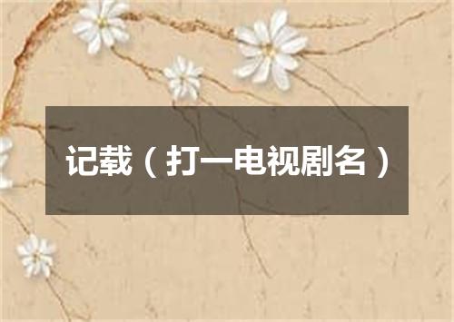 记载（打一电视剧名）