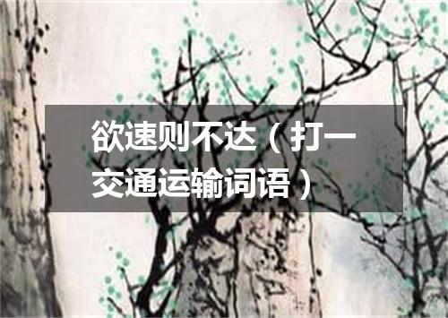 欲速则不达（打一交通运输词语）