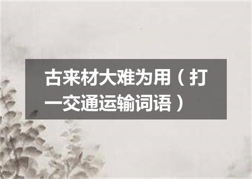 古来材大难为用（打一交通运输词语）