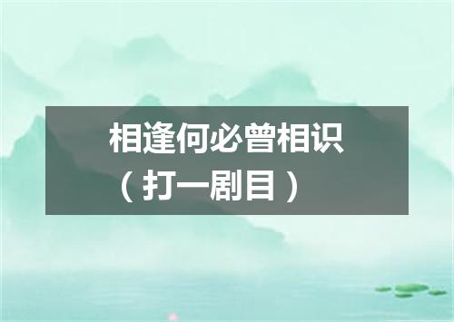 相逢何必曾相识（打一剧目）