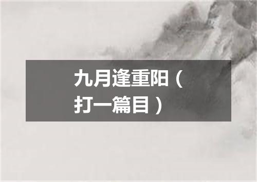 九月逢重阳（打一篇目）