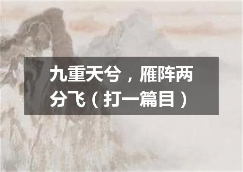 九重天兮，雁阵两分飞（打一篇目）