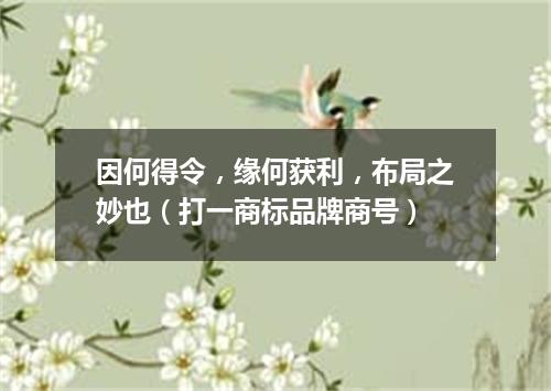 因何得令，缘何获利，布局之妙也（打一商标品牌商号）