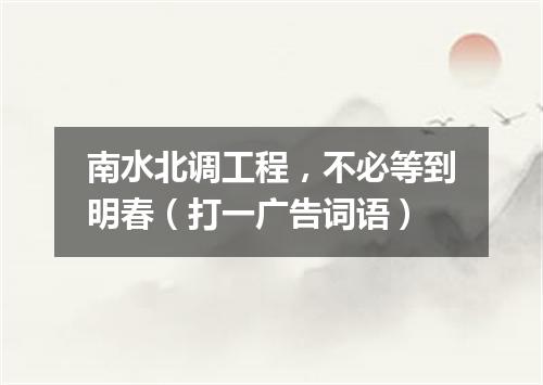 南水北调工程，不必等到明春（打一广告词语）