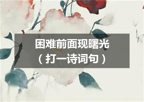 困难前面现曙光（打一诗词句）