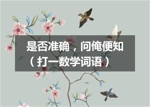是否准确，问俺便知（打一数学词语）