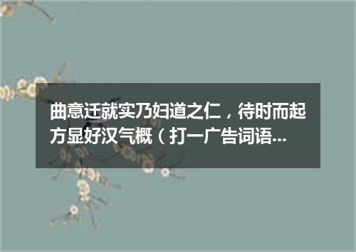 曲意迁就实乃妇道之仁，待时而起方显好汉气概（打一广告词语）