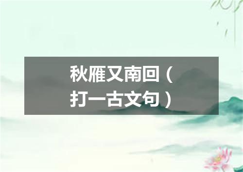 秋雁又南回（打一古文句）
