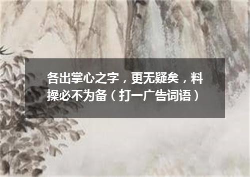各出掌心之字，更无疑矣，料操必不为备（打一广告词语）