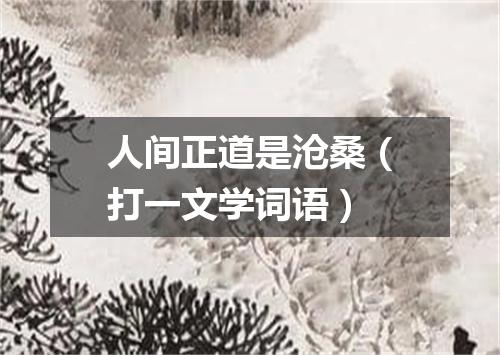 人间正道是沧桑（打一文学词语）