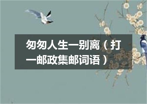 匆匆人生一别离（打一邮政集邮词语）