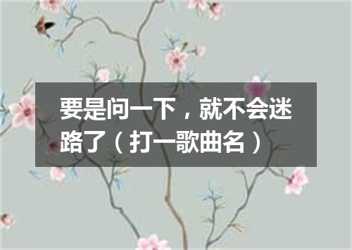 要是问一下，就不会迷路了（打一歌曲名）