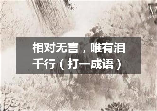 相对无言，唯有泪千行（打一成语）