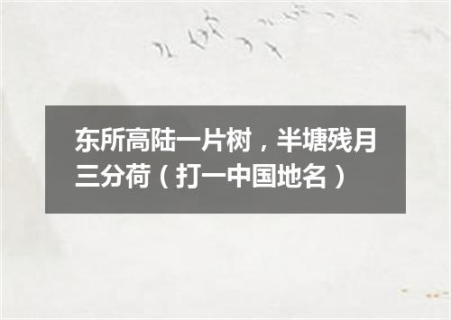 东所高陆一片树，半塘残月三分荷（打一中国地名）