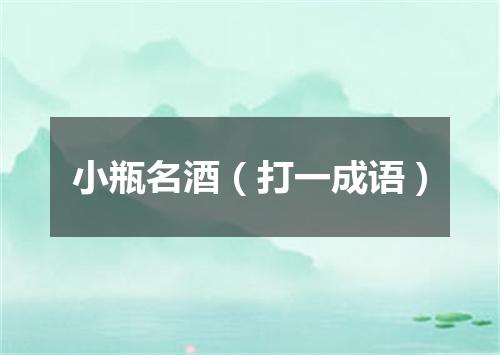 小瓶名酒（打一成语）