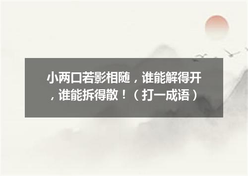 小两口若影相随，谁能解得开，谁能拆得散！（打一成语）