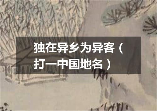 独在异乡为异客（打一中国地名）