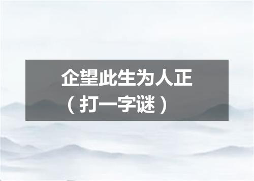 企望此生为人正（打一字谜）