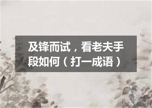 及锋而试，看老夫手段如何（打一成语）