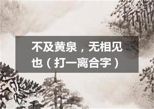不及黄泉，无相见也（打一离合字）