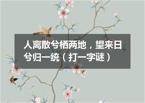 人离散兮栖两地，望来日兮归一统（打一字谜）