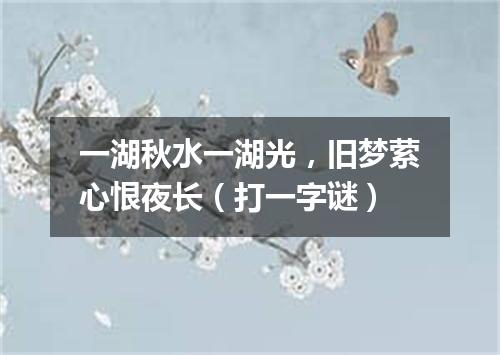 一湖秋水一湖光，旧梦萦心恨夜长（打一字谜）
