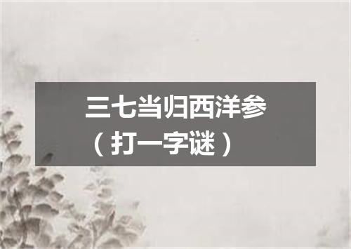 三七当归西洋参（打一字谜）