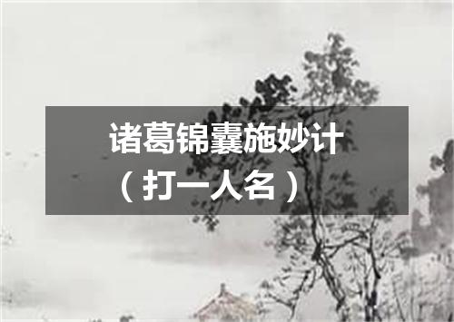 诸葛锦囊施妙计（打一人名）