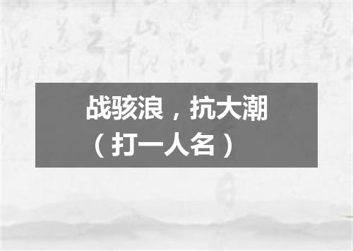 战骇浪，抗大潮（打一人名）