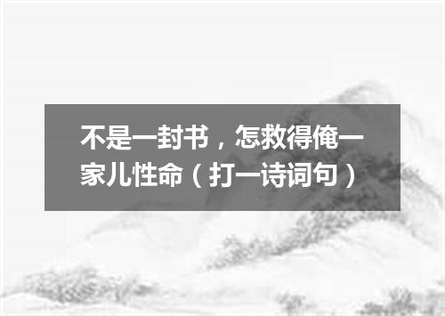 不是一封书，怎救得俺一家儿性命（打一诗词句）