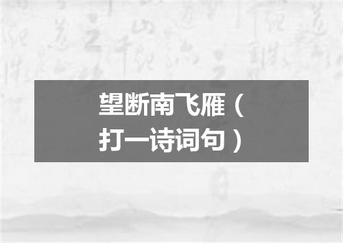 望断南飞雁（打一诗词句）