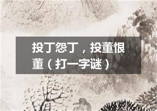 投丁怨丁，投董恨董（打一字谜）