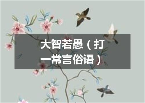 大智若愚（打一常言俗语）