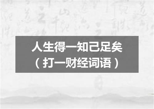 人生得一知己足矣（打一财经词语）