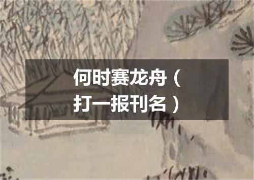 何时赛龙舟（打一报刊名）