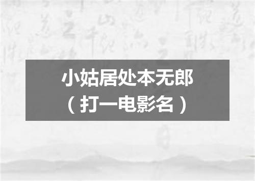 小姑居处本无郎（打一电影名）