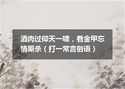 酒肉过仰天一啸，着金甲忘情厮杀（打一常言俗语）