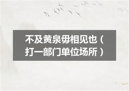 不及黄泉毋相见也（打一部门单位场所）